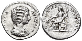 Julia Domna, Augusta, 193-217. Denarius (Silver, 18 mm, 3.57 g, 7 h), Rome, 196-211. IVLIA AVGVSTA Draped bust of Julia Domna to right. Rev. CERERI FR...
