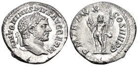 Caracalla, 198-217. Denarius (Silver, 19.00 mm, 2.12 g, 12 h), Rome, 217. ANTONINVS PIVS AVG GERM Laureate head of Caracalla to right. Rev. P M TR P X...