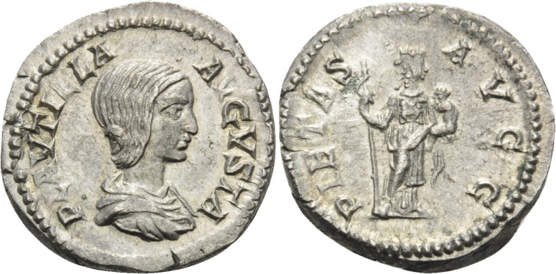 Plautilla. Augusta, AD 202-205. Denarius (Silver, 19mm, 3.29 g 6), Rome, 202-205...