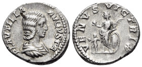 Plautilla, Augusta, 202-205. Denarius (Silver, 18 mm, 3.48 g, 12 h), Rome, 202-203. PLAVTILLA AVGVSTA Draped bust of Plautilla to right, her hair in h...