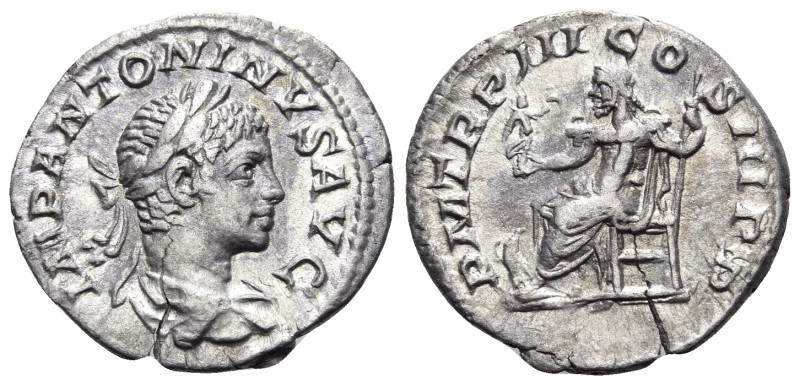 Elagabalus, 218-222. Denarius (Silver, 18 mm, 2.28 g, 12 h), Antioch, 219-220. I...