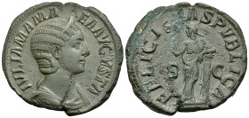 Julia Mamaea, Augusta, 222-235. Sestertius (Orichalcum, 31 mm, 16.55 g, 12 h), struck under her son, Alexander Severus, Rome, 228. IVLIA MAMAEA AVGVST...