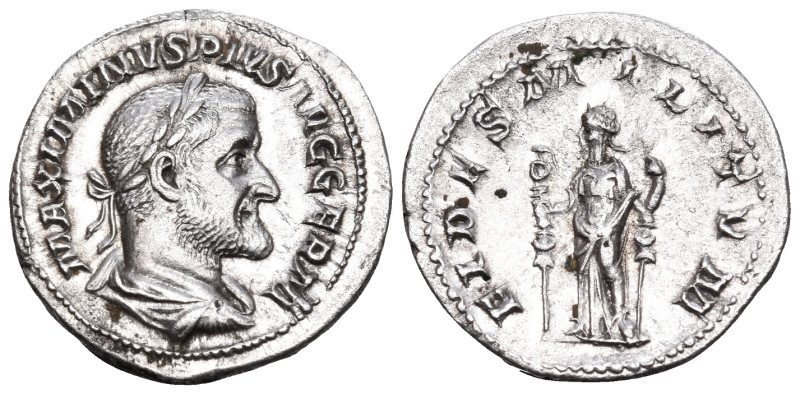 Maximinus I, 235-238. Denarius (Silver, 19 mm, 2.89 g, 7 h), Rome. MAXIMINVS PIV...