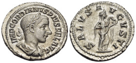 Gordian III, 238-244. Denarius (Silver, 20 mm, 3.19 g, 7 h), Rome, 240. IMP GORDIANVS PIVS FEL AVG Laureate, draped and cuirassed bust of Gordian to r...