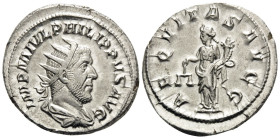 Philip I, 244-249. Antoninianus (Silver, 23 mm, 4.47 g, 6 h), Rome, 246. IMP M IVL PHILIPPVS AVG Radiate, draped and cuirassed bust of Philip to right...