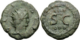 Anonymous issues, time of Gallienus, circa 268. Sestertius (Bronze, 28 mm, 12.84 g, 6 h), Rome mint, c. 268. GENIVS P R Radiate head of Genius of the ...