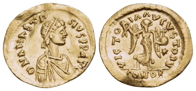 Anastasius I, 491-518. Tremissis (Gold, 15 mm, 1.36 g, 7 h), Constantinople, 492...