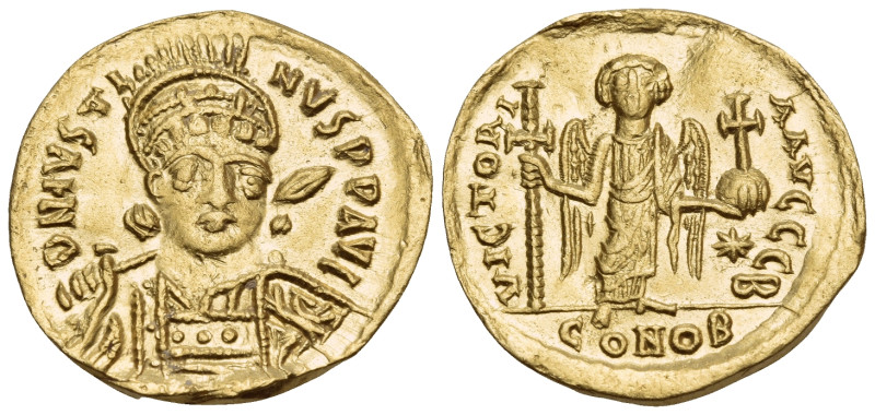 Justin I, 518-527. Solidus (Gold, 20.5 mm, 3.71 g, 6 h), Constantinople, 2nd off...