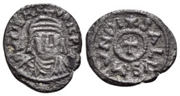 Maurice Tiberius, 582-602. Half Siliqua (Silver, 15 mm, 0.76 g, 4 h), Carthage, circa 583-584. D N TIB MAVRIC P P A Crowned, draped and cuirassed bust...