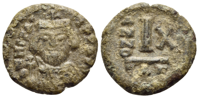 Heraclius, 610-641. Decanummium (Bronze, 14 mm, 2.29 g, 6 h), Catania, year 10 =...