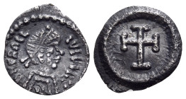 Heraclius, 610-641. Quarter Siliqua (Silver, 12 mm, 0.37 g, 5 h), Ravenna. D N ERACL-IVS P P AV Diademed and draped bust of Heraclius to right. Rev. C...