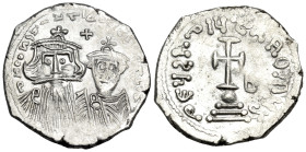 Constans II, with Constantine IV, 641-668. Hexagram (Silver, 22.5 mm, 5.57 g, 5 h), Constantinople, 654-659. d N CONSTANTIUS C CONSTAN Crowned draped ...