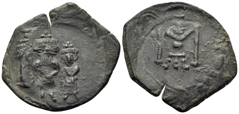 Constans II, with Constantine IV, 641-668. Follis (Bronze, 29 mm, 4.12 g, 6 h), ...