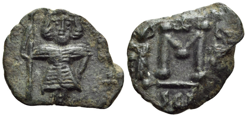 Constantine IV Pogonatus, with Heraclius and Tiberius, 668-685. Follis (Bronze, ...