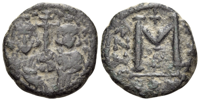 Justinian II, with Tiberius, second reign, 705-711. Follis (Bronze, 19 mm, 3.63 ...