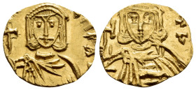 Leo III the "Isaurian", with Constantine V, 717-741. Tremissis (Gold, 13 mm, 1.21 g, 6 h), Syracuse, c. 735-741. d N D LEON P A MЧ Crowned bust of Leo...