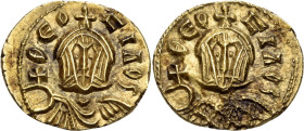 Theophilus, 829-842. Semissis (Gold, 14 mm, 1.72 g, 6 h), Syracuse, c. 835-842. ΘEOFILOS Crowned bust of Theophilus facing, wearing chlamys, holding g...