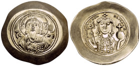 Michael VII Ducas, 1071-1078. Histamenon (Gold, 29 mm, 4.44 g, 6 h), Constantinople. IC-XC Bust of Christ Pantokrator facing, with cross nimbus, holdi...