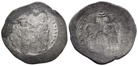 Alexius I Comnenus, with Irene and John II, 1081-1118. Aspron Trachy (Billon, 26 mm, 3.63 g, 6 h), Post reform coinage, coronation issue, Thessalonica...