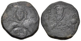 Alexius I Comnenus, 1081-1118. Tetarteron (Bronze, 15 mm, 2.18 g, 6 h), Constantinople. IC - XC Nimbate bust of Christ Pantokrator facing, holding Gos...