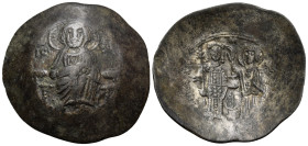 Manuel I Comnenus, 1143-1180. Trachy (Billon, 29 mm, 3.14 g, 6 h), Constantinople, c. 1167-1183(?). IC - XC Christ Pantokrator enthroned facing; no st...
