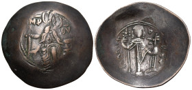 Manuel I Comnenus, 1143-1180. (Billon, 29 mm, 4.08 g, 11 h), c. 1160-1164. (MHP) - ΘV The Theotokos enthroned facing, holding head of Holy Infant on l...