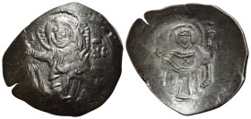 Latin Rulers of Constantinople, 1204-1261. Trachy (Bronze, 28 mm, 3.18 g, 6 h), Constantinople. IC - XC Christ, nimbate, enthroned facing, raising rig...