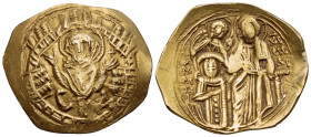 Michael VIII Palaeologus, 1261-1282. Hyperpyron (Gold, 25 mm, 4.13 g, 6 h), Class II, Constantinople. MP ΘY Half-length facing figure of the Theotokos...