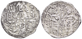 John V Palaeologus, with Anna of Savoy (Regent), 1341-1391. Basilikon (Silver, 21 mm, 0.84 g, 6 h), Constantinople, under the regency of Anna of Savoy...
