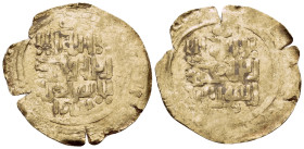 ISLAMIC, Mongols. Anonymous, circa 1220s-1230s. Dinar (Gold, 27 mm, 3.22 g, 4 h), Bukhara, no date. Kalima with mint below on both sides. Album B1967....