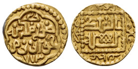 ISLAMIC, Mongols. Sufids. Husayn , AH 762-774 / AD 1361-1372. 1/4 Mithqal (Gold, 12 mm, 1.17 g, 9 h), Madinat Khwarizm, AH 773. Album 2063. Scarce. Go...