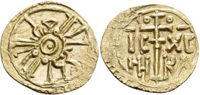 ITALY. Sicilia (Regno). Roger II, 1130-1154. Tari (Gold, 13 mm, 1.08 g), Palermo, 1130-1140. Inner Cufic legend al-malik Rujar al-mu'tazz bi-llah arou...