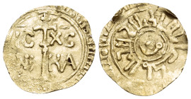 ITALY. Sicilia (Regno). William I, "the Bad", 1154-1166. Tari (Gold, 13 mm, 0.43 g, 11 h), Messina, March AH 549 = 1154. Arabic legend al-malik Ghulya...