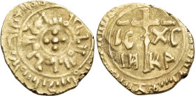 ITALY. Sicilia (Regno). William II, "the Good", 1166-1189. Tari (Gold, 14,5 mm, 1.68 g), Messina or Palermo. Inner Arabic legend al-malik Ghuliyam al-...