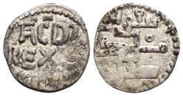 ITALY. Sicilia (Regno). Tancred, 1189-1194. 1/4 Tercenarius (Silver, 11 mm, 0.45 g, 4 h), 1st Period, Palermo. Arabic legend Tanqrir / malik / Siqilli...