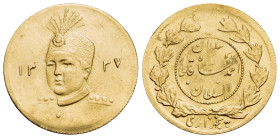 IRAN, Qajars. Ahmad Shah, AH 1327-1344 / AD 1909-1925. 1/2 Toman (Gold, 16,5 mm, 1.48 g, 6 h), AH 1337 = 1918/19. Bust of Ahmad Shah facing slightly l...
