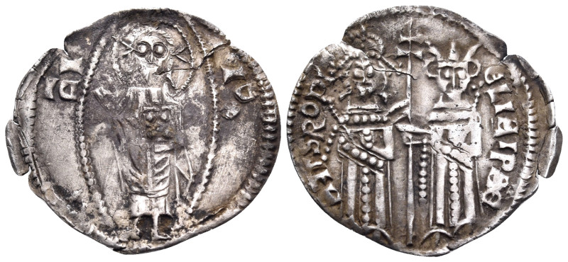 SERBIA. Stefan Uros IV Dusan, with Elena, 1331-1355. Denar (Silver, 21 mm, 1.18 ...