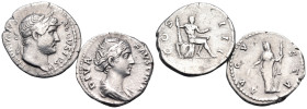 ROMAN IMPERIAL. Circa 2nd century. (Silver, 5.56 g). Lot of Two (2) Antonine period silver denarii. Includes Hadrian, with Hercules seated on the reve...