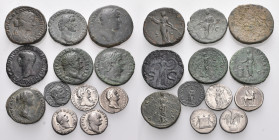 ROMAN IMPERIAL. Circa 3rd century. (Silver/Bronze, 112.40 g). A lot of Twelve (12) Roman silver and bronze coins, including five denarii, ranging from...