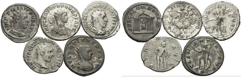 ROMAN IMPERIAL. Circa 3rd century. Antoninianus (Billon, 27.30 g). A lot of Five...