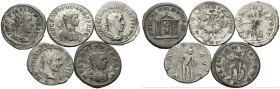 ROMAN IMPERIAL. Circa 3rd century. Antoninianus (Billon, 27.30 g). A lot of Five (5) Roman antoniniani, including two by Aemilian, one by Philip I wit...