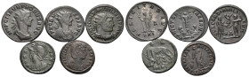 ROMAN IMPERIAL. Circa 3rd-4th century. (Bronze, 16.36 g). A lot of Fife (5) coins from the late Roman Empire, ranging from Probus to the family of Con...