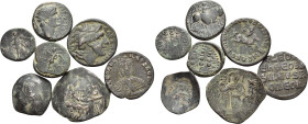 MISCELLANEA. (Bronze, 41.00 g). A lot of Seven (7) Roman Provincial (4) and Byzantine (3) bronze coins. The provincials include a bronze of Divus Augu...