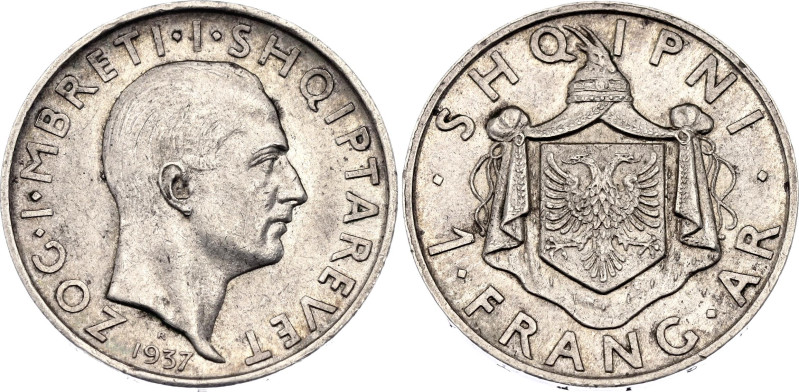 Albania 1 Frang Ar 1937 R

KM# 16, N# 11784; Silver; Zog I; AUNC with mint lus...