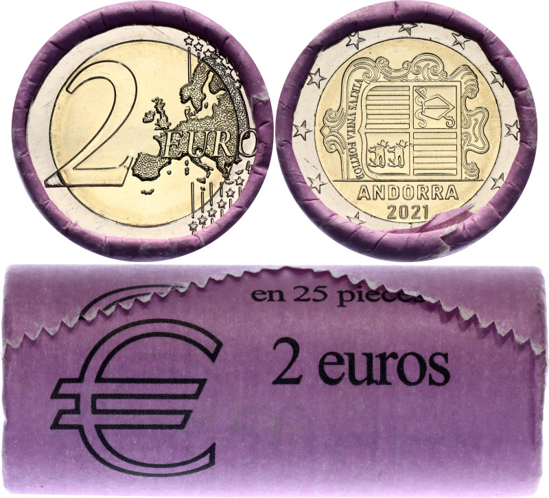 Andorra 25 x 2 Euro 2021 Mint Roll

KM# 527, N# 68395; Bimetall; Never opened ...