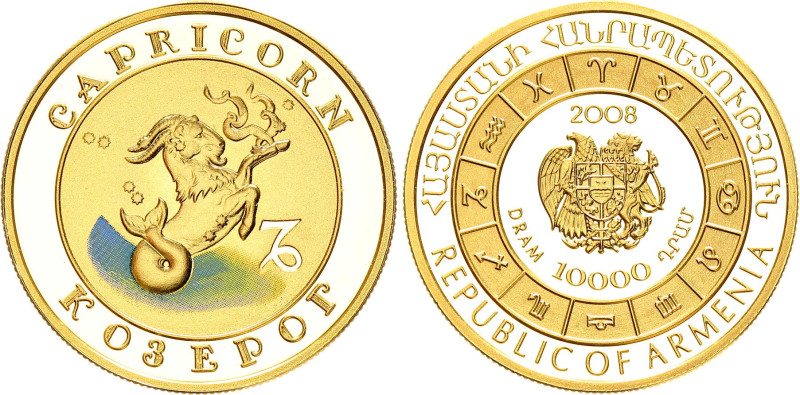 Armenia 10000 Dram 2008

KM# 176, N# 104485; Gold (0.900) 8.60 g., 22 mm., Pro...