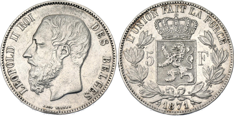 Belgium 5 Francs 1871

KM# 24, LA# BFM-127, N# 276; Silver; Leopold II; XF