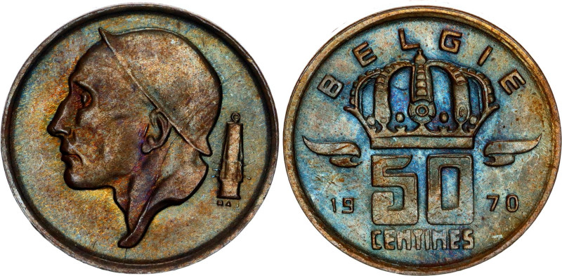 Belgium 50 Centimes 1970

KM# 145, N# 752; Bronze; Baudouin I; UNC with outsta...
