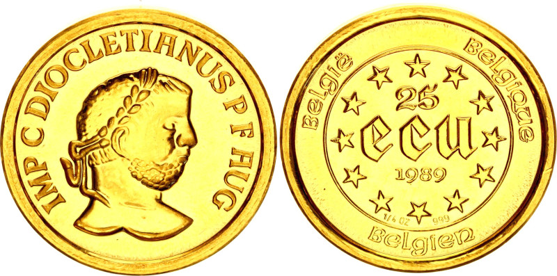 Belgium 25 Ecu 1989

KM# 173, N# 32972; Gold (0.900) 7.775 g., 21 mm., Proofli...