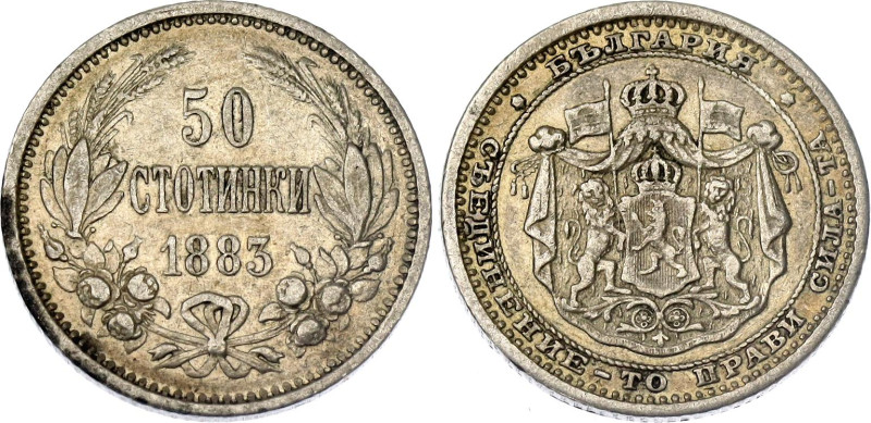 Bulgaria 50 Stotinki 1883

KM# 6, N# 17104; Silver; Alexander I; St. Petersbur...